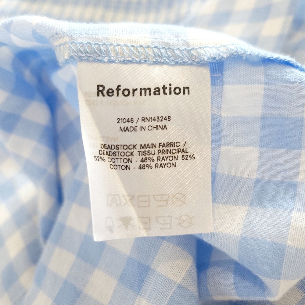 NWOT Reformation Dawson Gingham Milkmaid Mini Dress - Picture 8 of 11